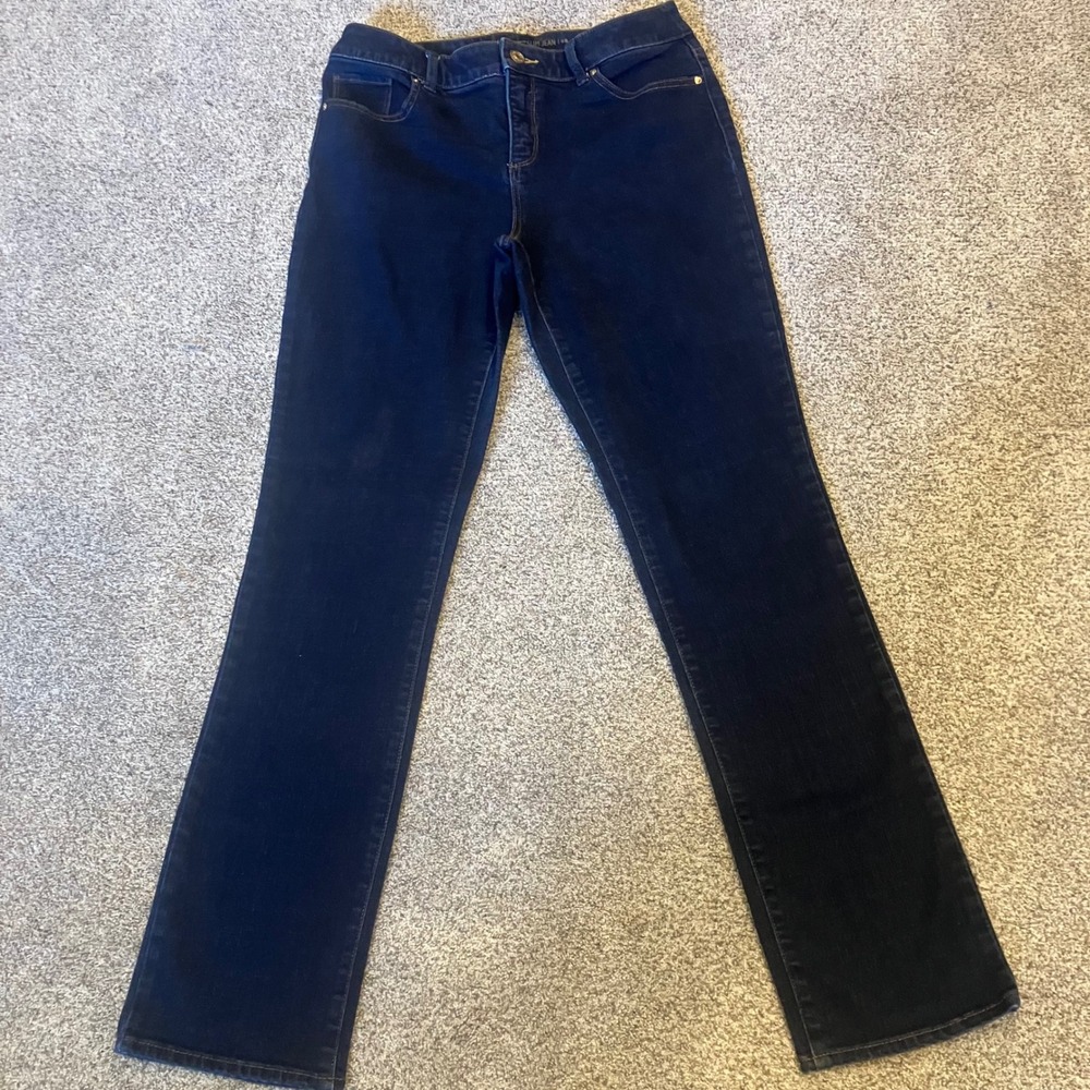 Chicos So Slimming Slim Leg Jeans Dark Indigo Wash Chicos Size 0 Regular Small